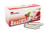 Best Whip Cream Chargers 24 Pack, Steel Medium Size, Portable Design, Front View with Two Chargers