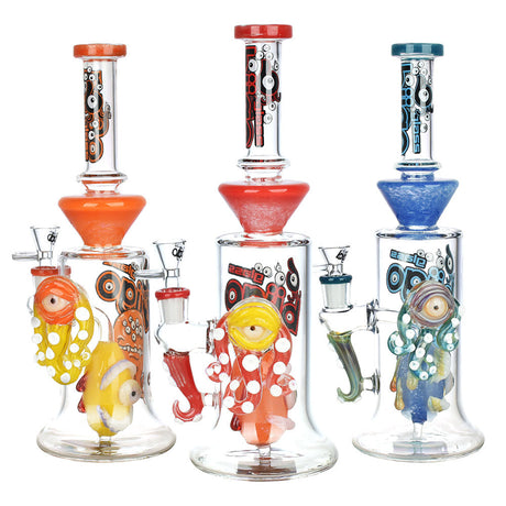 BIIGO Crazy Octopus Glass Water Pipe collection, 12.25" tall with Eyeball design, for Dry Herbs