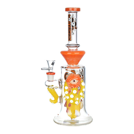 BIIGO Crazy Octopus Water Pipe with Eyeball, 12.25" Tall, 14mm Female Joint, Orange Variant