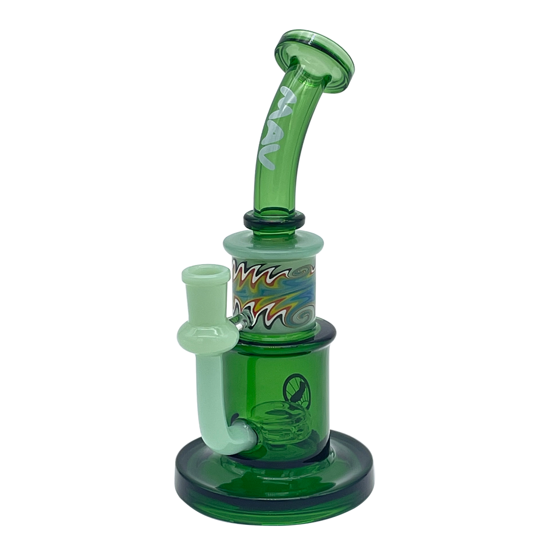 MAV Glass Birthday Cake Wig Wag Reversal Topping Dab Rig in Green - Front View