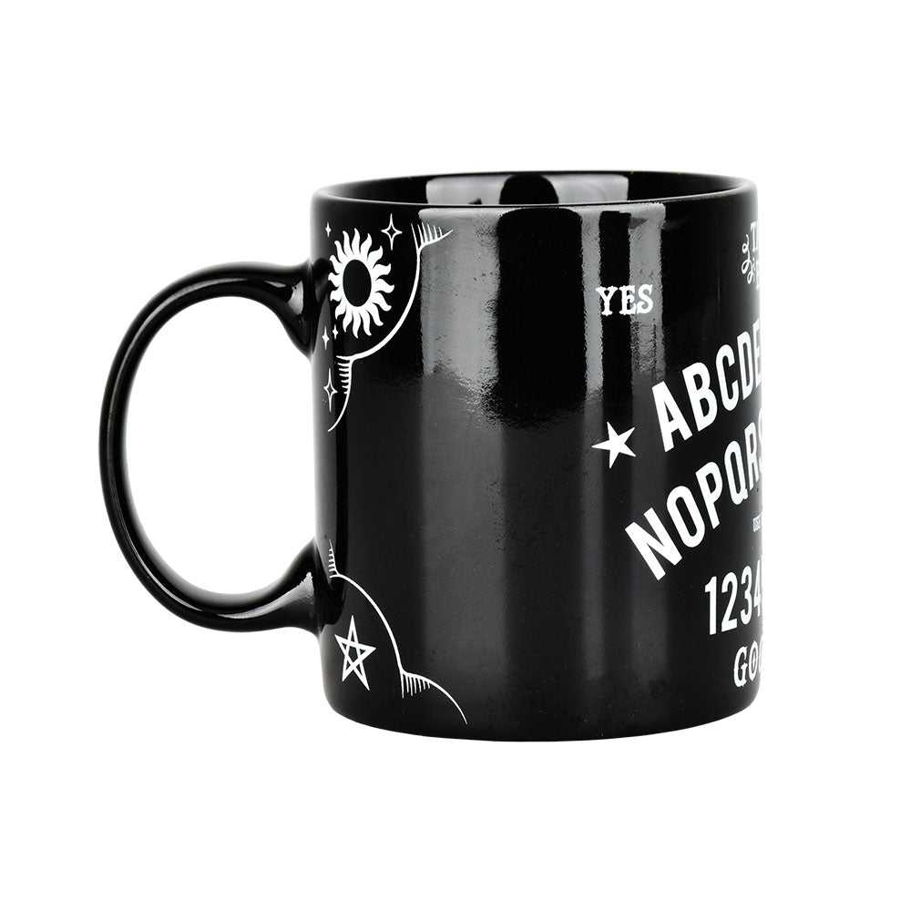 Black Magic Talking Board Ceramic Coffee Mug - 10oz with Novelty Ouija Design - Side View