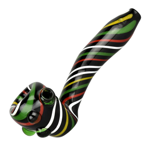 Black Rasta Candy Cane Swirl Hand Pipe, 5.5" Borosilicate Glass, for Dry Herbs