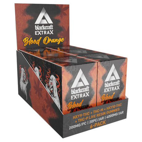 BlackCraft Extrax Blood Orange THCM THCP Gummies display box, 4000mg 10pc, angled view