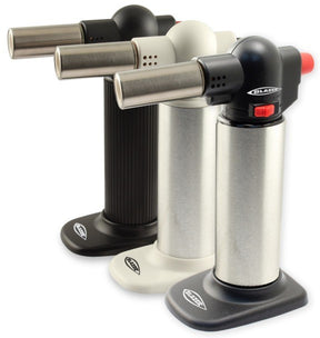 Blazer Big Buddy Torches in various colors with stable bases and precision flames for dab rigs