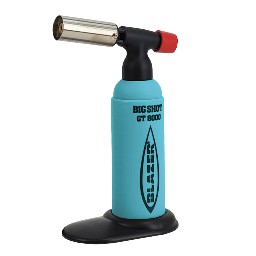 Blazer Big Shot GT8000 Blue Dab Torch Lighter with Brass Nozzle - Front View