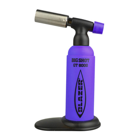 Blazer Big Shot Torch Lighter in Purple Glow, ideal for dab rigs, front view on white background