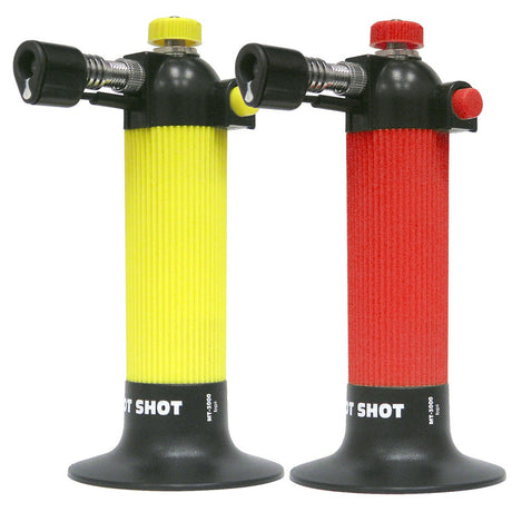 Blazer Hot Shot Micro Torches MT3000, yellow and red, front view, for precise dabbing