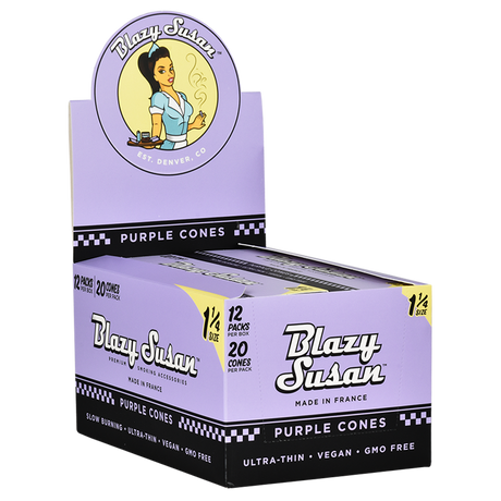 Blazy Susan Pre-Rolled Cones | 1 1/4 | 20pc Slide Box | 12pk Display