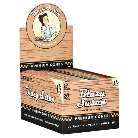 Blazy Susan Pre-Rolled Cones | 1 1/4 | 20pc Slide Box | 12pk Display
