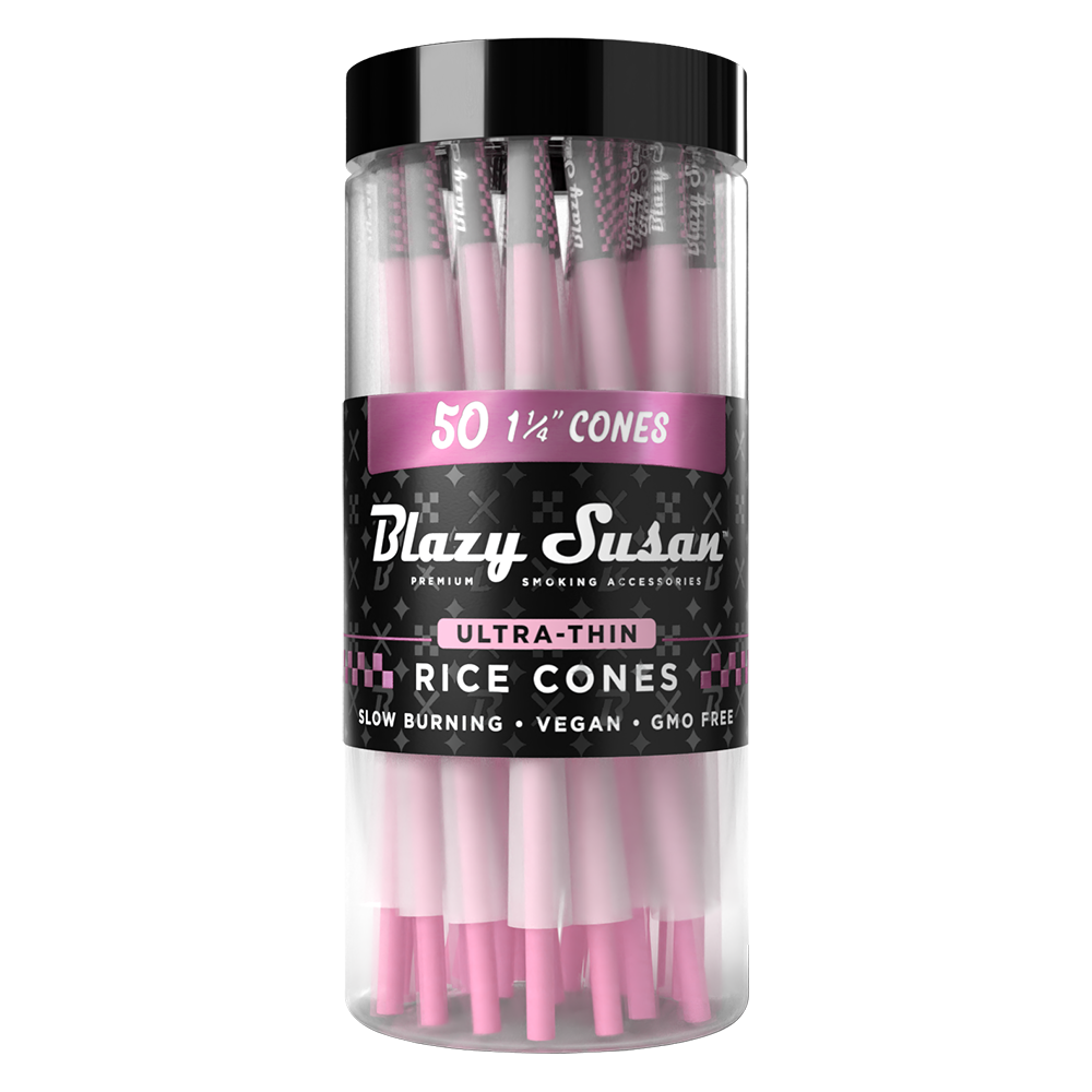 Blazy Susan Ultra Thin Rice Pre-Rolled Cones | 50ct Jar