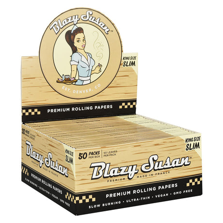 Blazy Susan Unbleached King Size Slim Rolling Papers 50pk Display from France