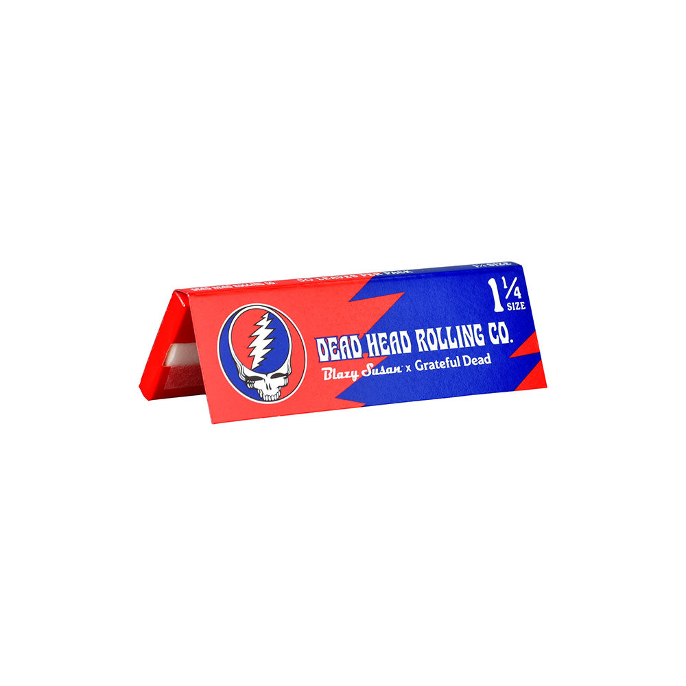 Blazy Susan x Grateful Dead themed rolling papers pack, 50pk display, angled front view