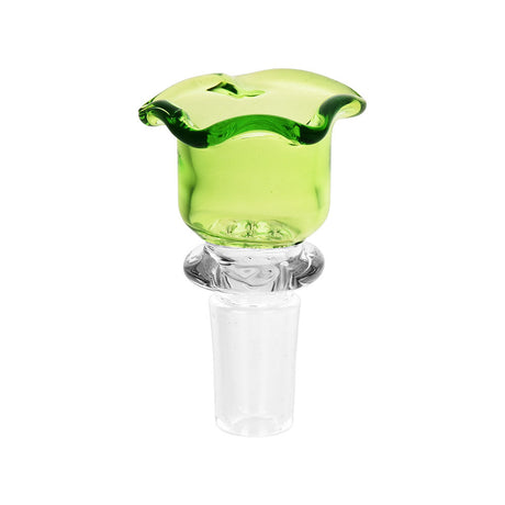 14mm Male Blissful Blossom Herb Slide with Built-in Screen, Borosilicate Glass, Front View