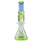 MAV Glass Blue and Ooze Pyramid Beaker with Freezable Coil, Front View on White Background