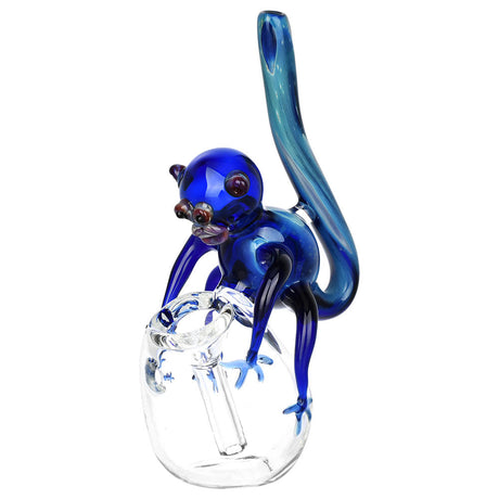 Blue Monkey Bubbler Pipe, 5.75" Borosilicate Glass, Novelty Design, for Dry Herbs