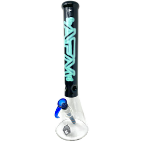 AFM 18" Neon Lights Sleeve Glass Beaker Bong in Blue with Borosilicate Glass and 14mm Female Joint