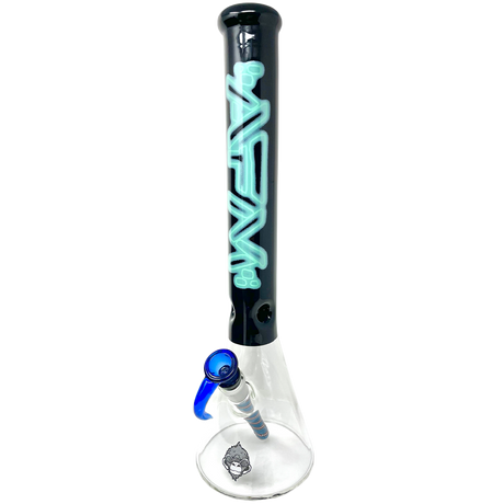 AFM 18" Neon Lights Sleeve Glass Beaker Bong in Blue with Borosilicate Glass and 14mm Female Joint