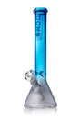 Daze Glass 16" Metallic Silver & Blue Glass Water Pipe Front View on White Background