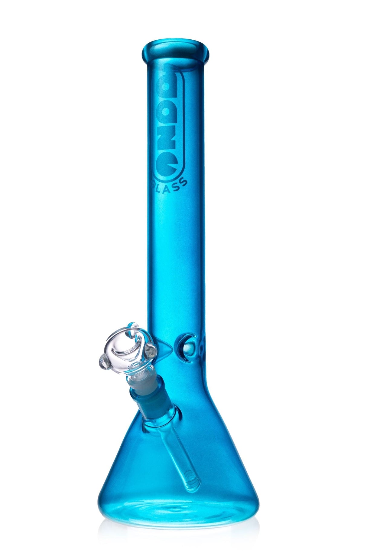 Daze Glass - 16" Metallic Blue Glass Water Pipe Front View on White Background