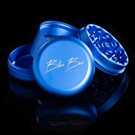 BLUEBUS 4 Piece 2.2" Aluminum Grinder for Dry Herbs, Magnetic Closure, Isolated on Black