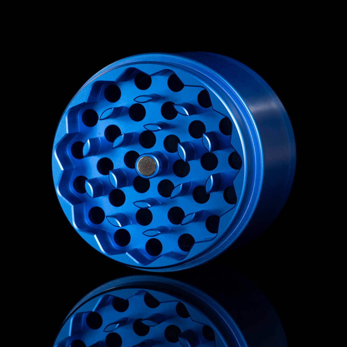 BLUEBUS 4 Piece 2.2" Aluminum Grinder in Blue, Magnetic, for Dry Herbs - Top View