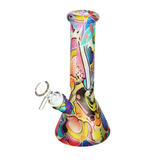 Bohemian Blend Glass Beaker Water Pipe | 8" | 14mm F | Designs Vary