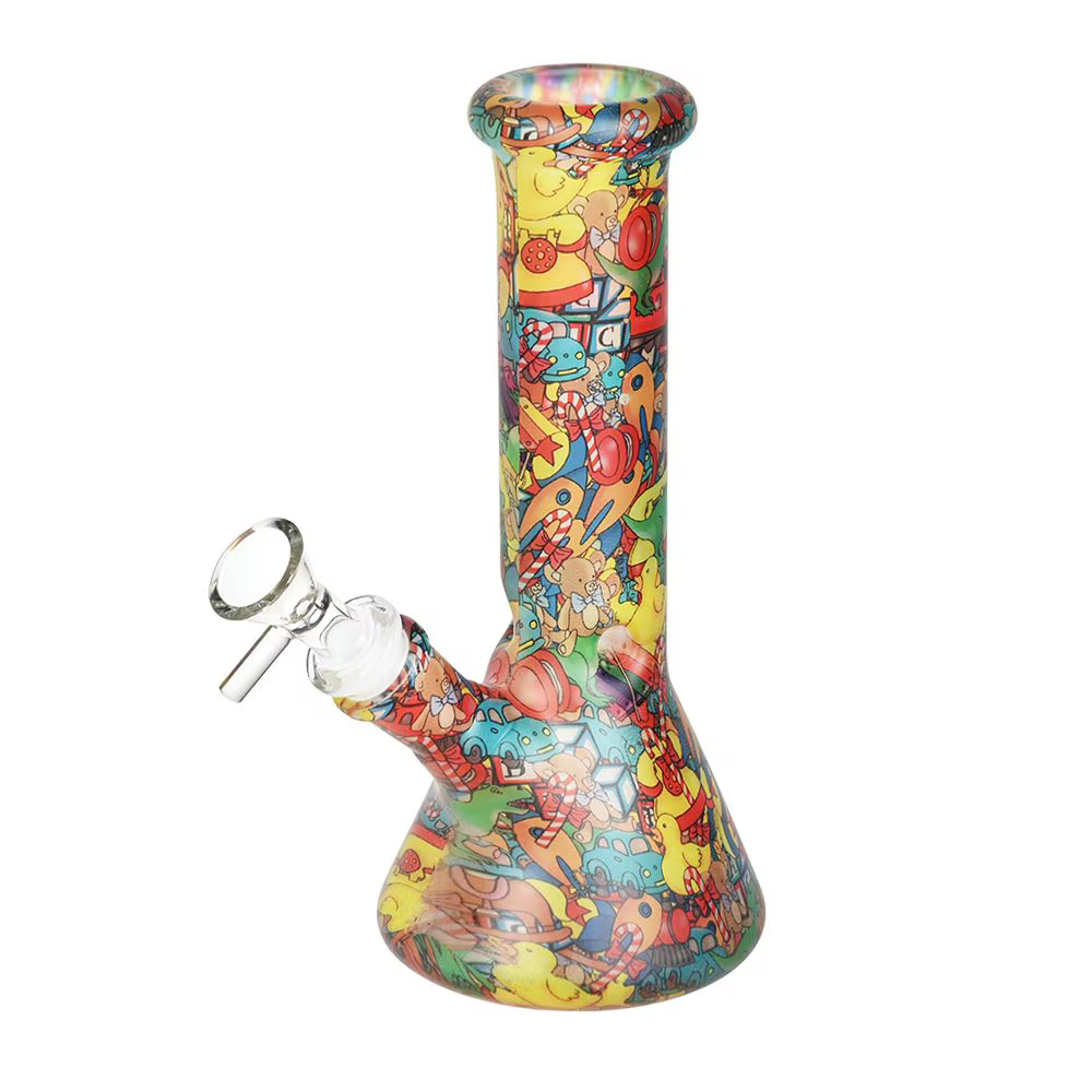 Bohemian Blend Glass Beaker Water Pipe | 8" | 14mm F | Designs Vary