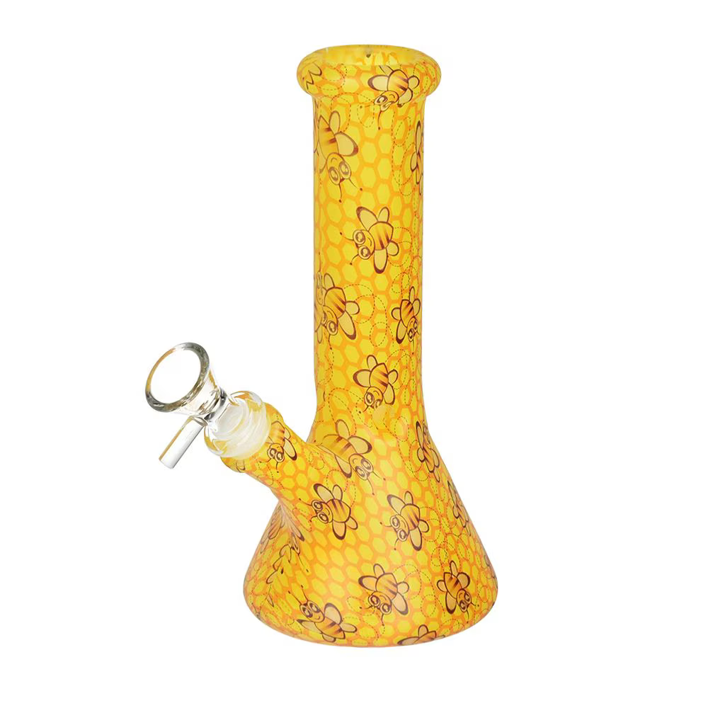 Bohemian Blend Glass Beaker Water Pipe | 8" | 14mm F | Designs Vary