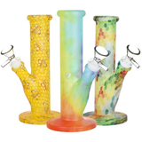 Bohemian Blend Straight Tube Glass Water Pipe | 7.75" | 14mm F | Designs Vary