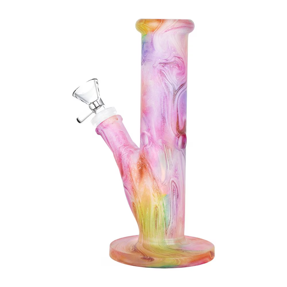 Bohemian Blend Straight Tube Glass Water Pipe | 7.75" | 14mm F | Designs Vary