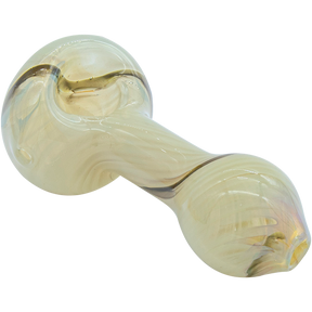 LA Pipes Bone White Spoon Pipe for Dry Herbs, Fumed Color Changing Borosilicate Glass, Top View