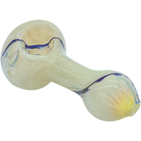 LA Pipes Bone White Spoon Pipe with Fumed Color Changing Design, Side View, for Dry Herbs