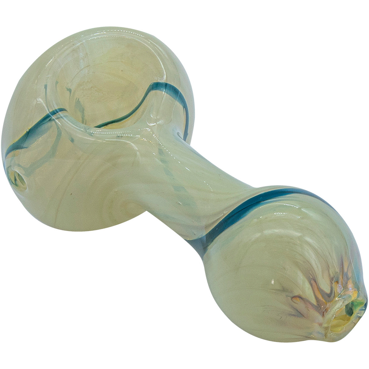 LA Pipes Bone White Spoon Pipe with Fumed Color Changing Design, 4.5" Long, for Dry Herbs