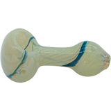 LA Pipes Bone White Spoon Pipe with Fumed Color Changing Design, Borosilicate Glass, Side View