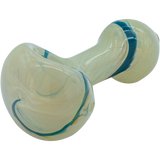 LA Pipes Bone White Spoon Pipe, Fumed Color Changing, Borosilicate Glass, Side View