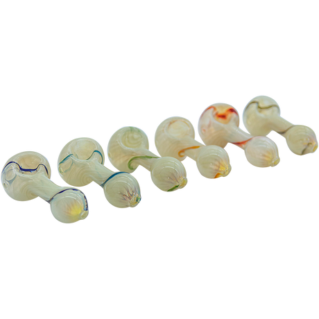 LA Pipes Bone White Color Spoon Pipes, Fumed Color Changing Borosilicate Glass, USA Made
