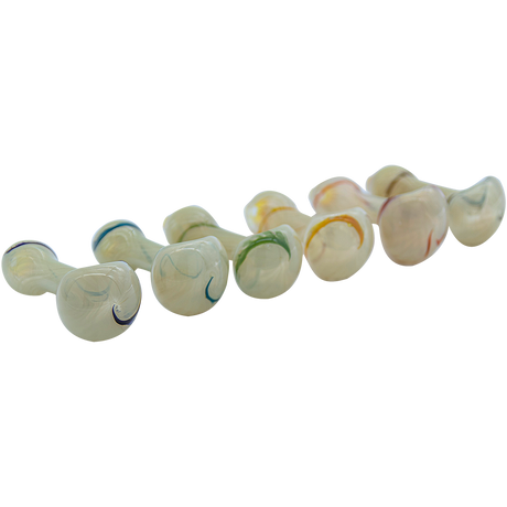 LA Pipes Bone White Spoon Pipe, Fumed Color Changing Borosilicate Glass, 3.5"-4.5", USA Made
