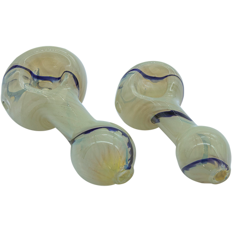 LA Pipes Bone White Spoon Pipe with Fumed Color Changing Design, Borosilicate Glass, 3.5"-4.5" Length