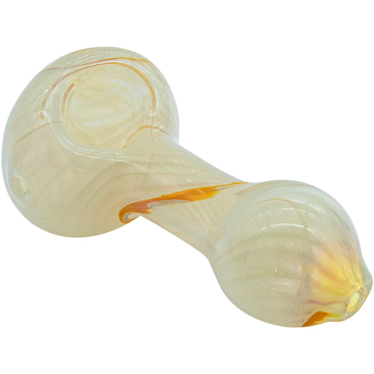 LA Pipes Bone White Color Spoon Pipe for Dry Herbs, Fumed Color Changing Design, Side View