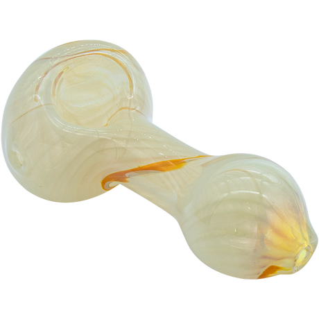 LA Pipes Bone White Color Spoon Pipe for Dry Herbs, Fumed Color Changing Design, Side View