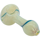LA Pipes Bone White Spoon Pipe for Dry Herbs, Fumed Color Changing Design, Top View