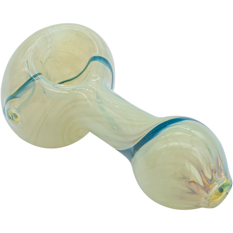 LA Pipes Bone White Spoon Pipe for Dry Herbs, Fumed Color Changing Design, Top View