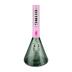 California Beaker Company 17" Massive Beaker Base Bong in Pink, Front View on White Background