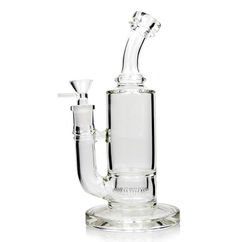 1Stop Glass 10 Inch Clear Bong with Dropped Honeycomb Perc and 90 Degree Joint