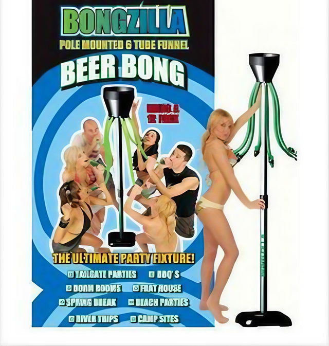 Bongzilla 6-Foot Pole-Mounted Beer Bong Funnel with Six Hoses for Group Parties