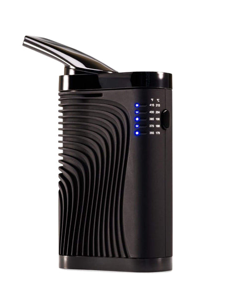 Boundless CF Vaporizer front view, portable black design with blue LED temperature indicator