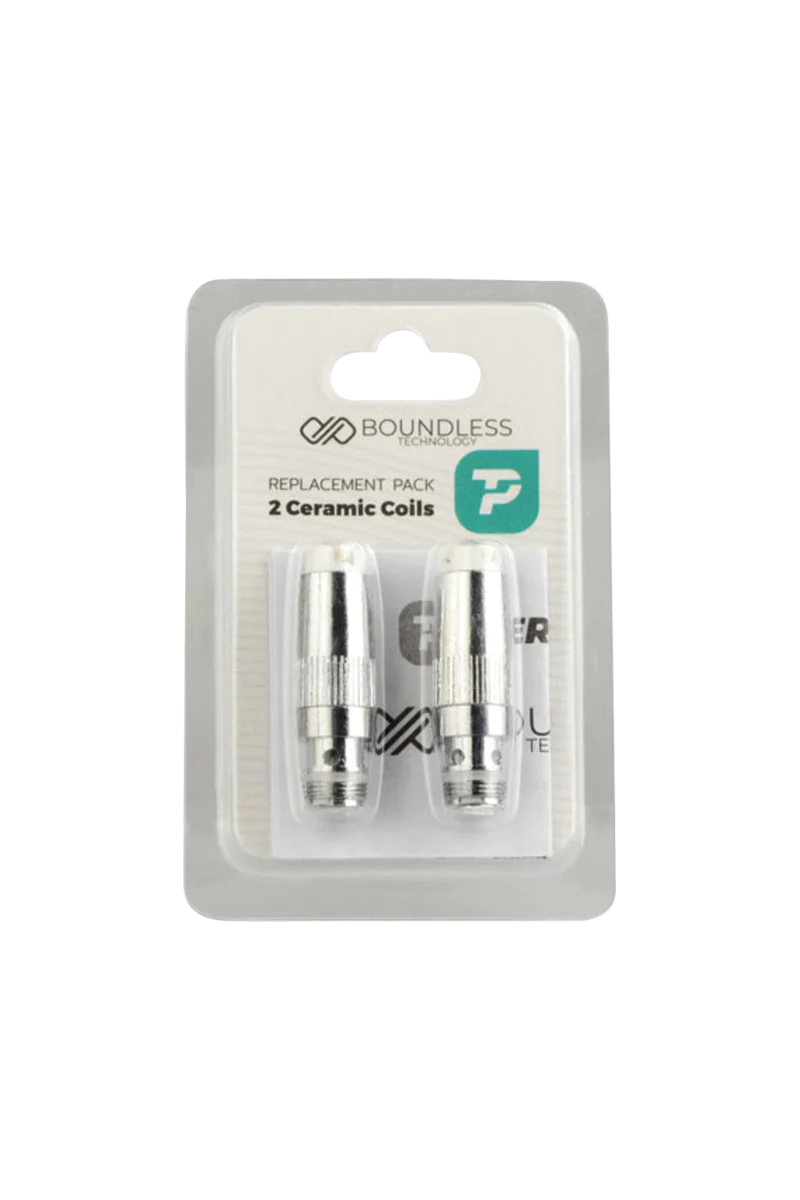 Boundless Terp Pen Dual Ceramic Coil Atomizer 2-Pack for Vaporizers, front view in packaging