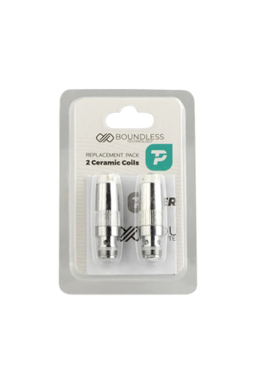 Boundless Terp Pen Dual Ceramic Coil Atomizer 2-Pack for Vaporizers, front view in packaging