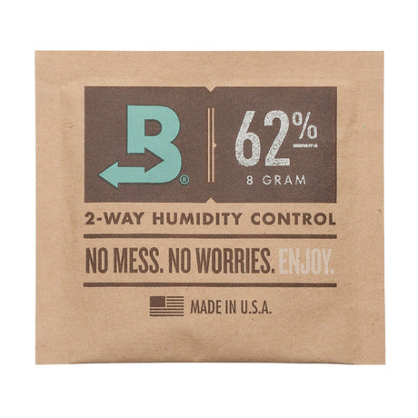 Boveda Humidipak 62% 8 Gram Front View for 2-Way Humidity Control, No Mess Easy Storage