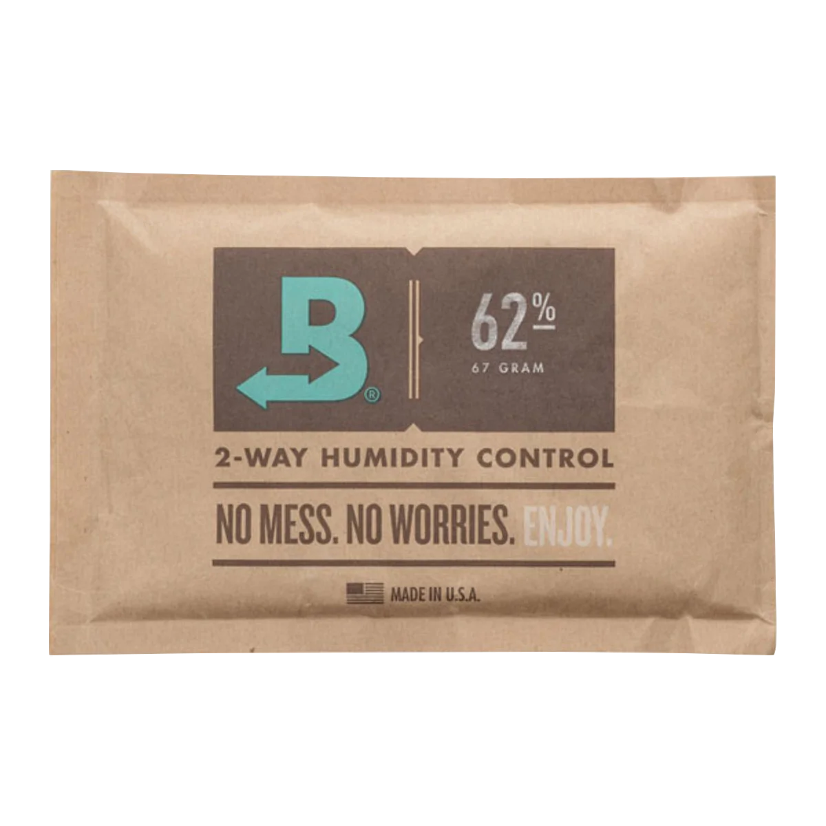Boveda 62% Humidity Control Pack front view on seamless white background for preserving herbs